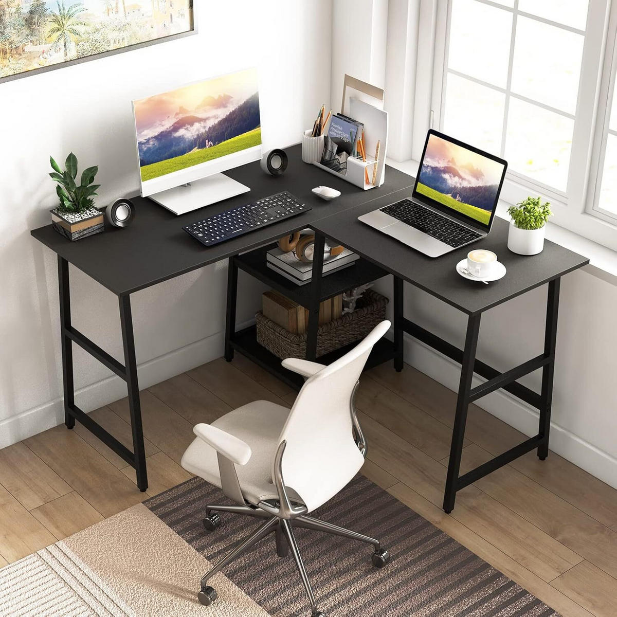 SKRIVBORD 75 cm Svart - Svart, Trä (120/120/75cm) - COSTWAY