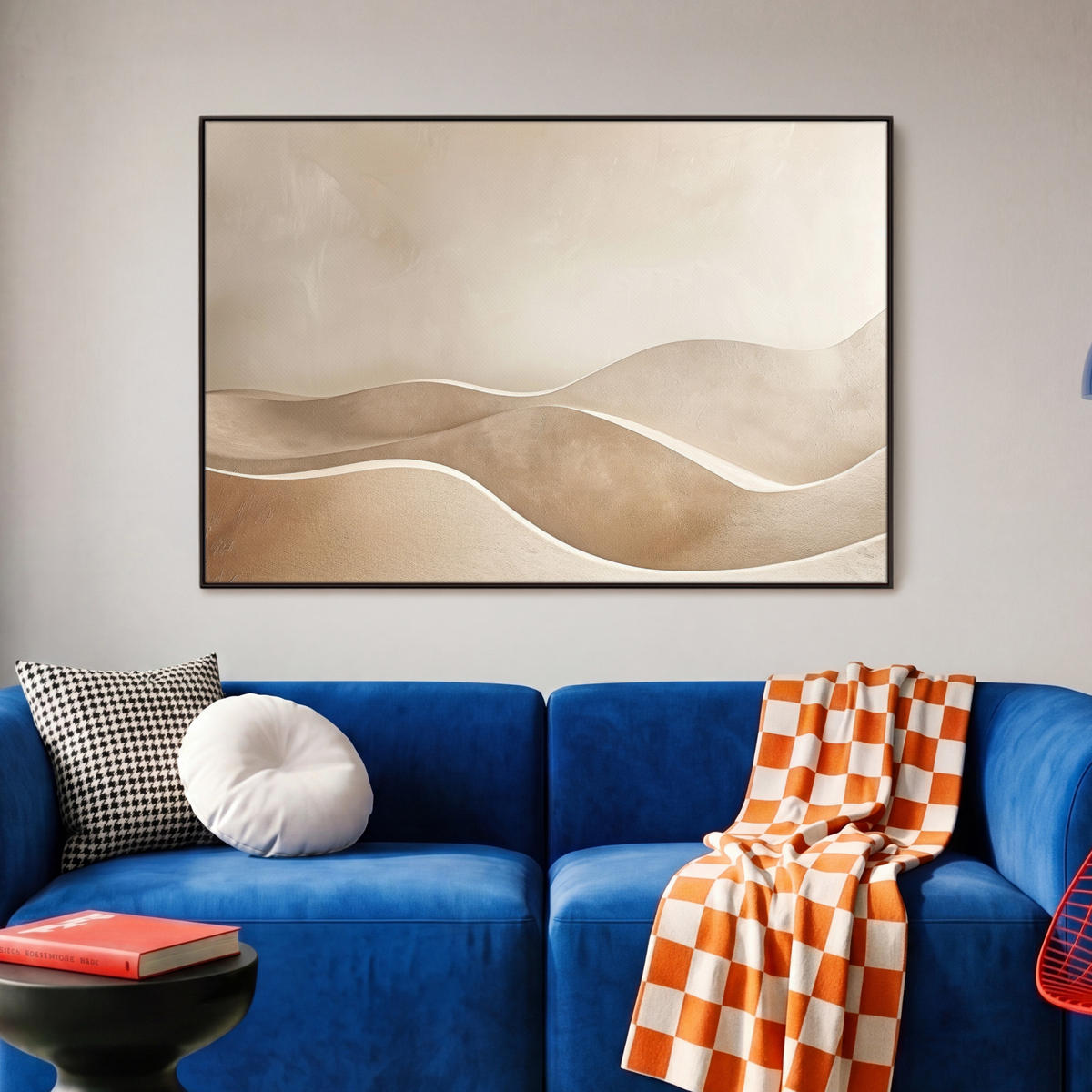 LEINWAND Bilder mit Rahmen - Beige - Natur - Abstrakt - Modern - 90x60 - Beige, Textil (90/60cm) - MuchoWow