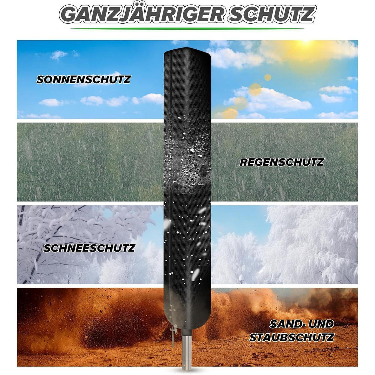 WÄSCHESPINNE Schutzhülle 180 x 18 x 18 cm Schwarz - Schwarz, Textil (5/8/10cm)