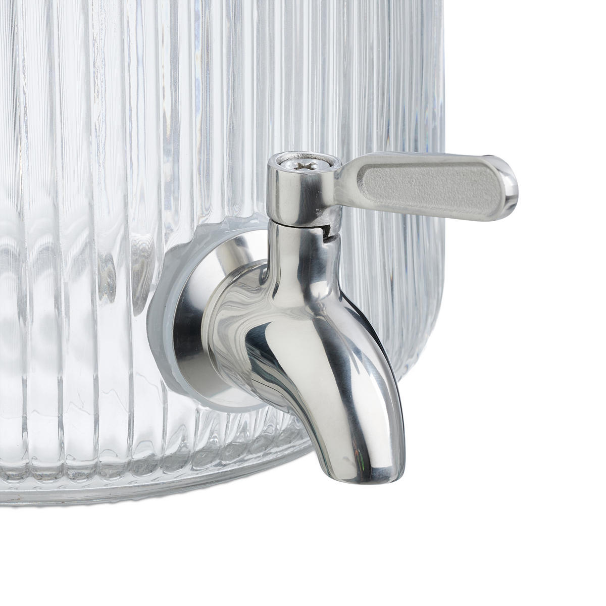 GETRÄNKESPENDER - Transparent, Glas/Metall (4L) - Relaxdays