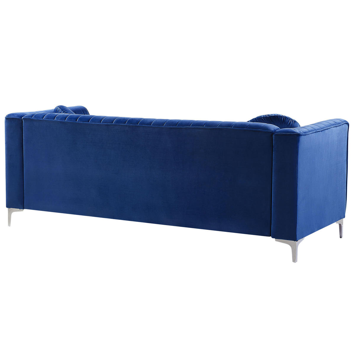 ECKSOFA Samtstoff Marineblau rechtsseitig Timra - Hellblau, Textil (220/160cm) - Beliani
