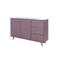 KOMMODE Rainbow Pflaum, Kombikommode mit Schubladen - Pflaume/Goldfarben, Holzwerkstoff (139/86/41cm) - Bettso