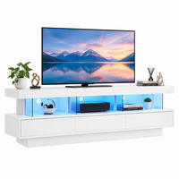 TV-ELEMENT mit LED-Beleuchtung 160 x 38 x 50,5 cm Weiß Hochglanz - Weiß, Holzwerkstoff (38/50.5/160cm) - Beauniv