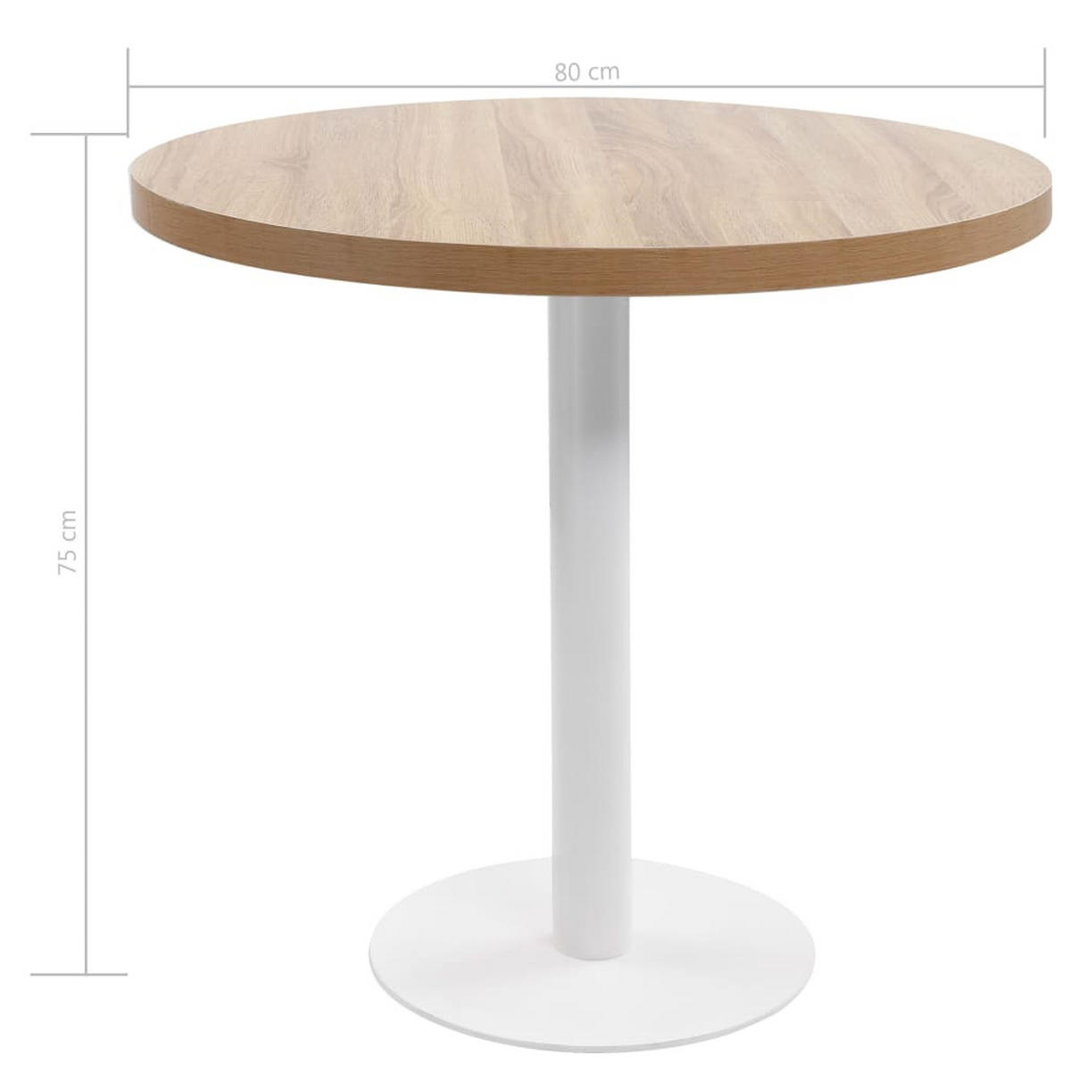 BISTROTISCH Flori rund Hellbraun/Weiß 80 cm MDF - Weiß, Holz (80/80/75cm) - DELUKE