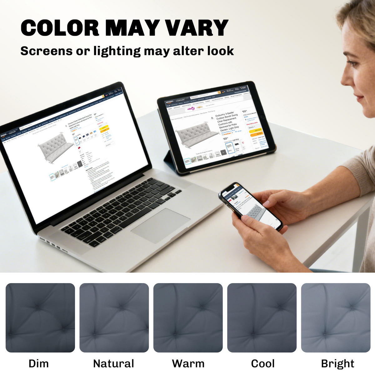 SITZKISSEN, Polyester, Dunkelgrau - Dunkelgrau, Kunststoff (150/8/98cm) - Outsunny