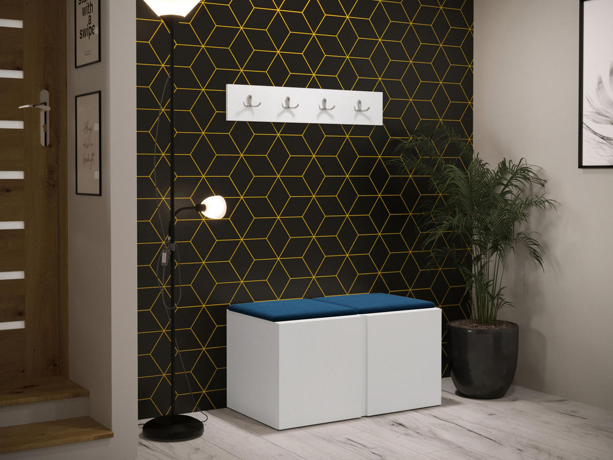 GARDEROBEN-SET Orion VI - Blau/Weiß, Holzwerkstoff/Kunststoff (84/42/46cm) - MIRJAN24