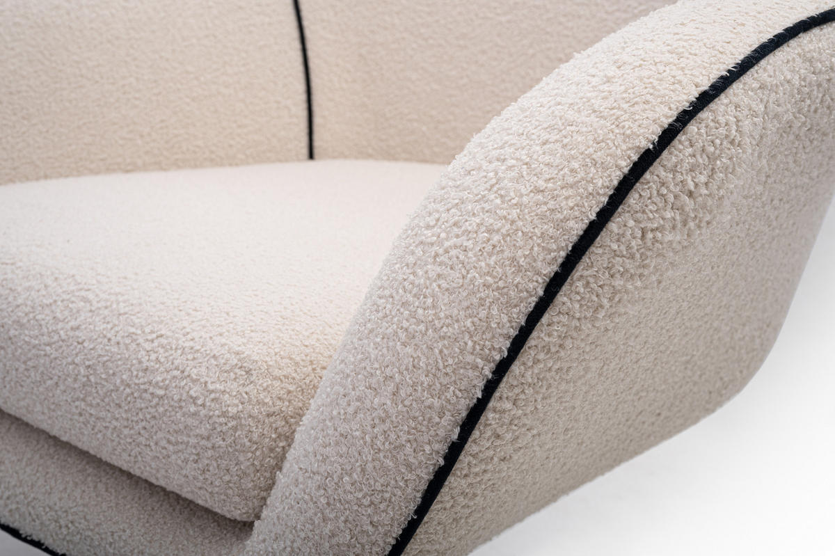 SESSEL SOGNO, Modern Polstersessel Loungesessel, Bucle-Stoff Beige - Beige, Holz/Metall (88/110/106cm) - MASSENO