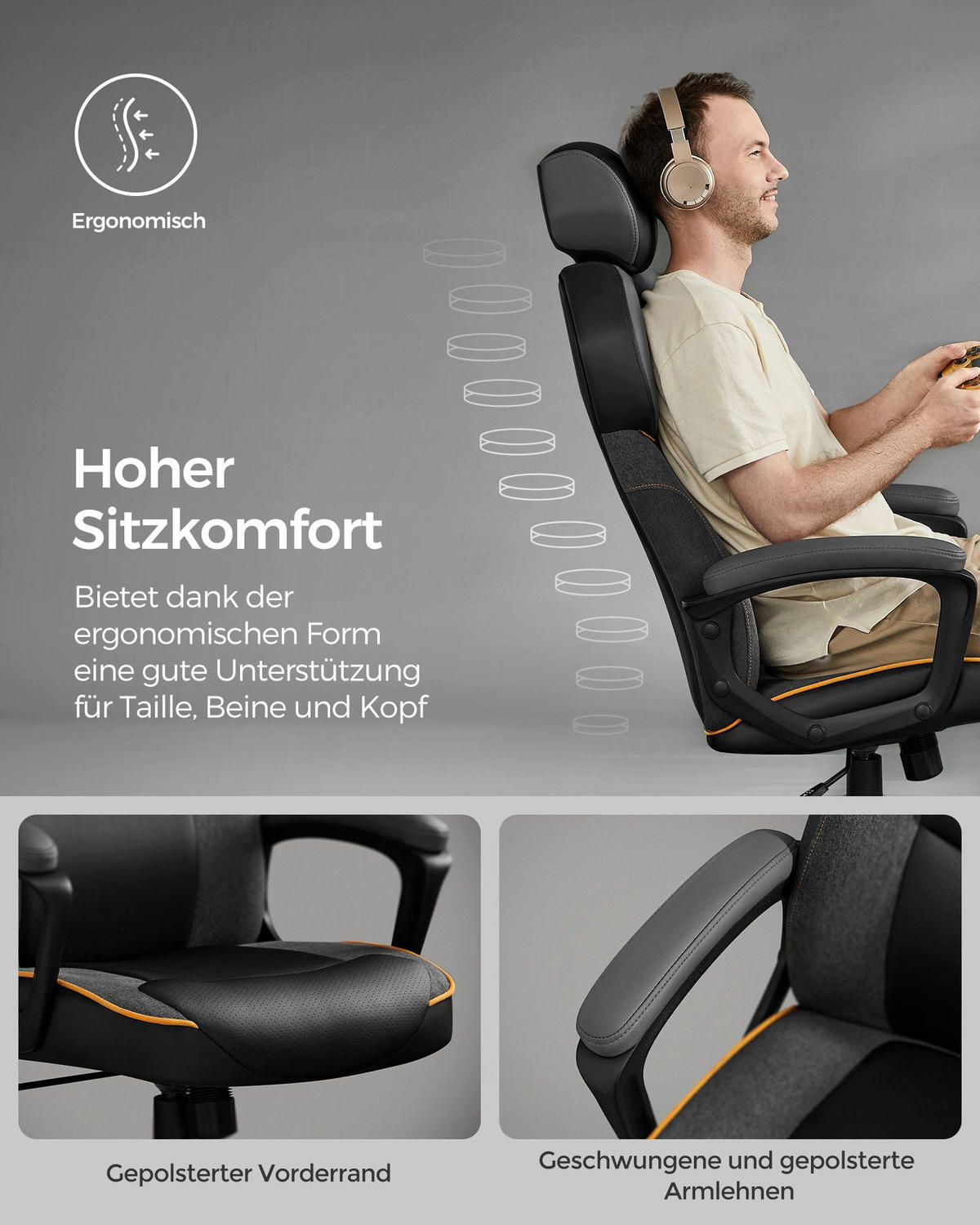BÜROSTUHL MBABANE - Schwarz, Kunststoff (68/134.5/68cm) - Hansiro