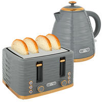 TOASTER mit Wasserkocher DE-07858 Grau - Grau, Kunststoff (19.5/23.2/24.1cm) - ComfortXL