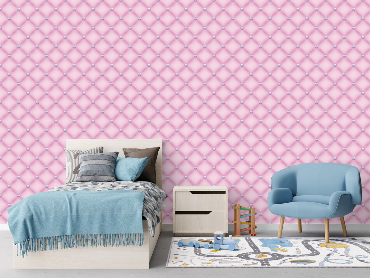 VLIESTAPETE Steppmuster in 3D-Optik – Rosa – 50x1000 cm - Rosa, Papier (50/1000cm) - Muralo