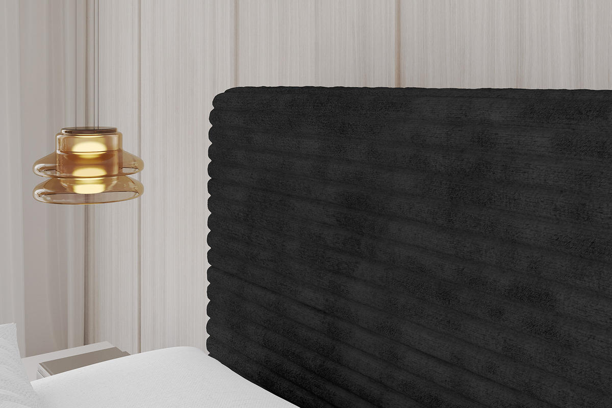 POLSTERBETT mit Bettkasten und Lattenrost, Bett mit Matratze H3/H4 - ALOVA - Schwarz, Holzwerkstoff/Textil (160/200cm) - ALTDECOR