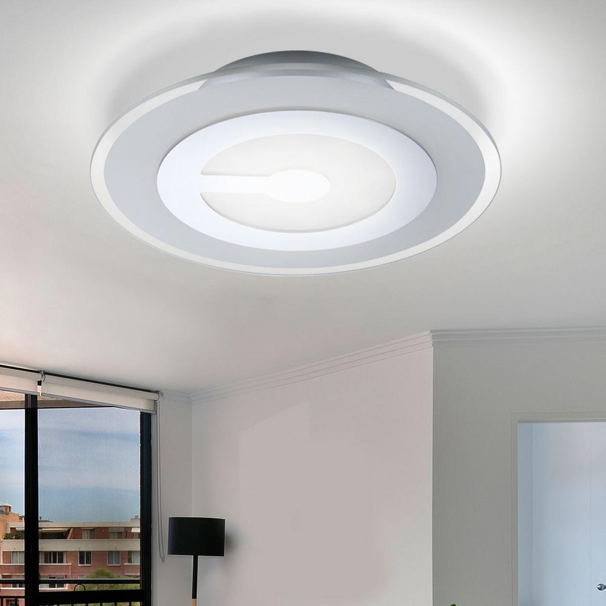 LED DECKENLEUCHTE Chrom Glas satiniert - Silberfarben, Glas (30/30/6.2cm) - Globo Lighting