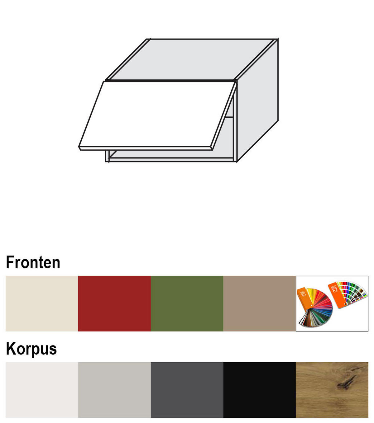 KLAPPHÄNGESCHRANK Brerra W4B/60 Grau / RAL 6025 farngrün Matt 60 / 32,5 / 36cm mit Blum Avenots Klappenbeschlag - Grau/Grün, Holz/Holzwerkstoff (60/36/32.5cm) - Feldmann-Wohnen