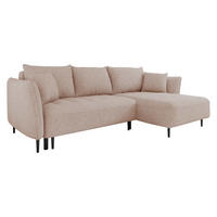 ECKSOFA Bari, Seite: Rechts - Beige/Schwarz, Holz/Textil (276/158cm) - MIRJAN24