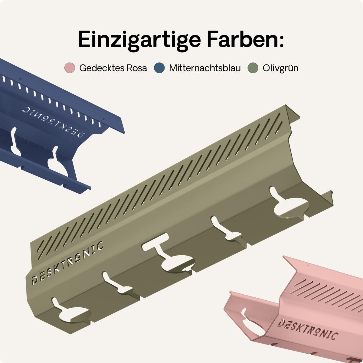 KABELKANAL Schreibtisch Grün, 2x43cm, Hochwertiger Stahl - Grün, Metall (43/12/10cm) - Desktronic