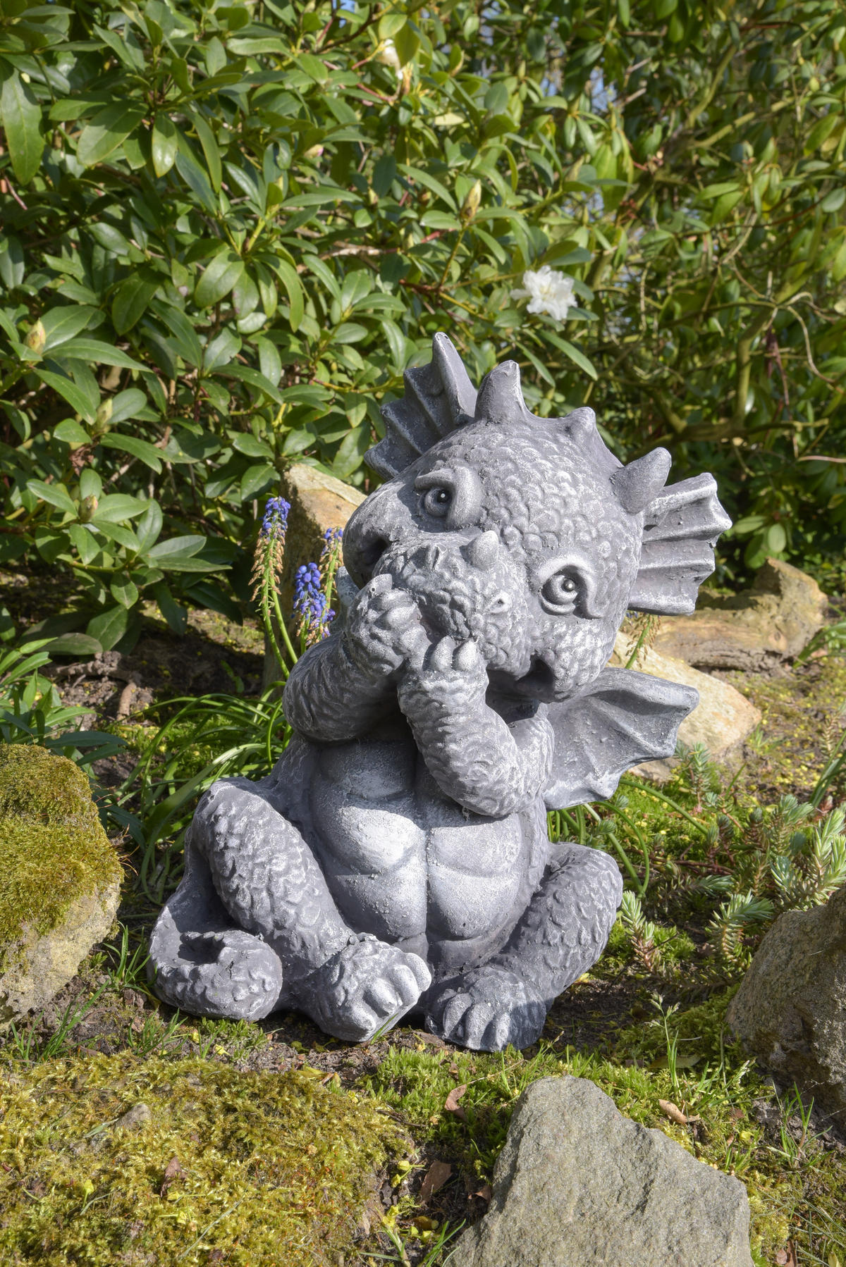 GARTENFIGUR Otto Keramik Grau-Schwarz 37x28x27cm - Grau, Keramik (28/37/27cm) - DELUKE