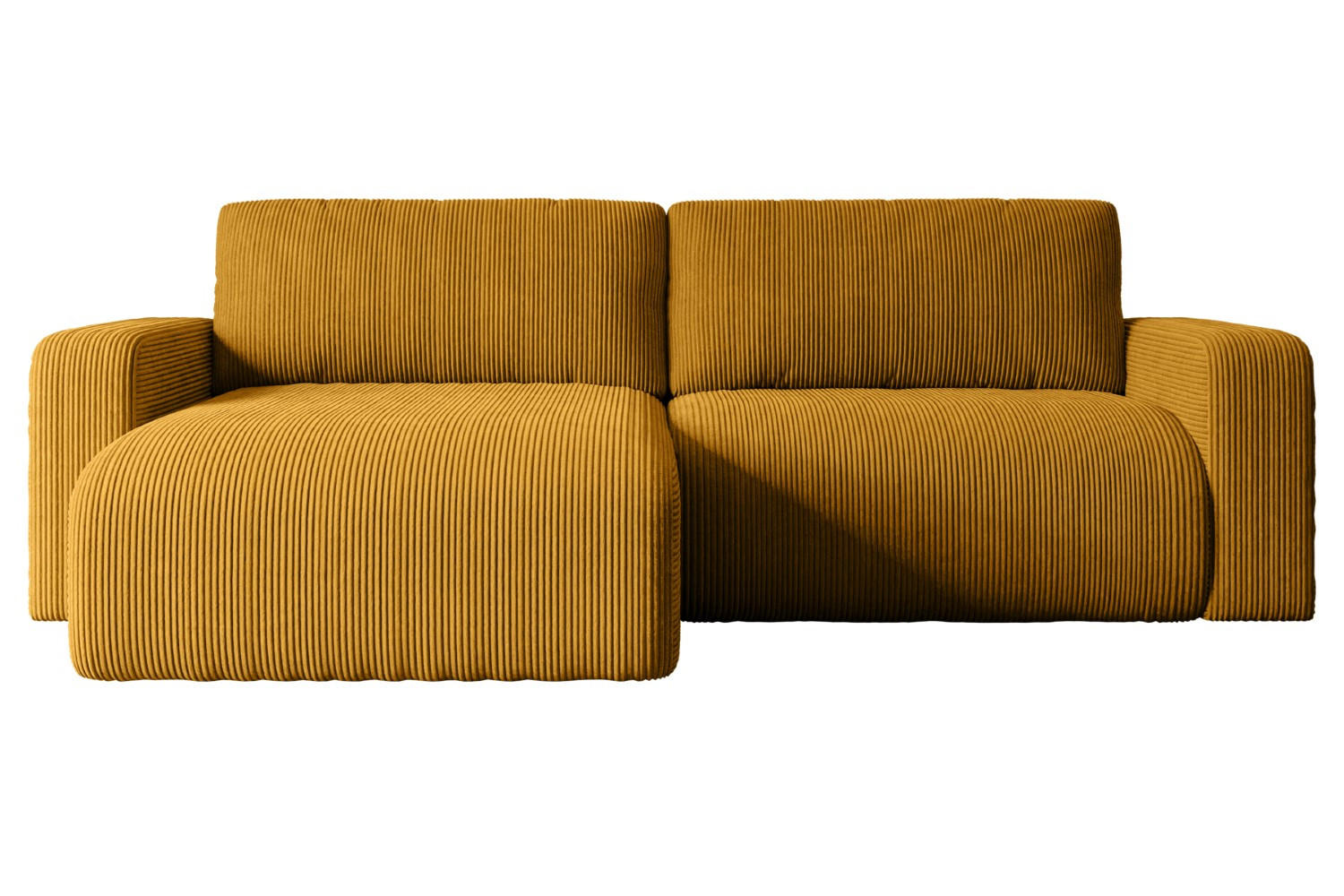 ECKSOFA mit Schlaffunktion und Bettkasten KLEEA-L - 247x143x83 cm Senfgelb Cord - Gelb/Schwarz, Holzwerkstoff/Kunststoff (247/143cm) - ALTDECOR
