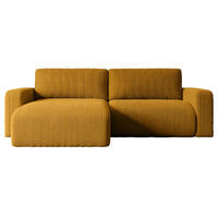 ECKSOFA mit Schlaffunktion und Bettkasten KLEEA-L - 247x143x83 cm Senfgelb Cord - Gelb/Schwarz, Holzwerkstoff/Kunststoff (247/143cm) - ALTDECOR