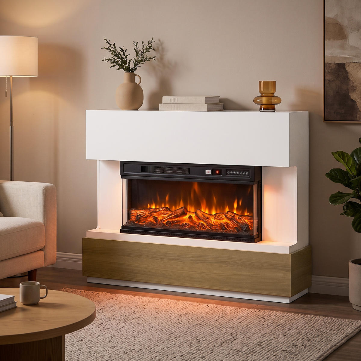 ELEKTROKAMIN Spanplatte Stahl Weiß - Weiß, Holzwerkstoff (31/86/117cm) - HOMCOM