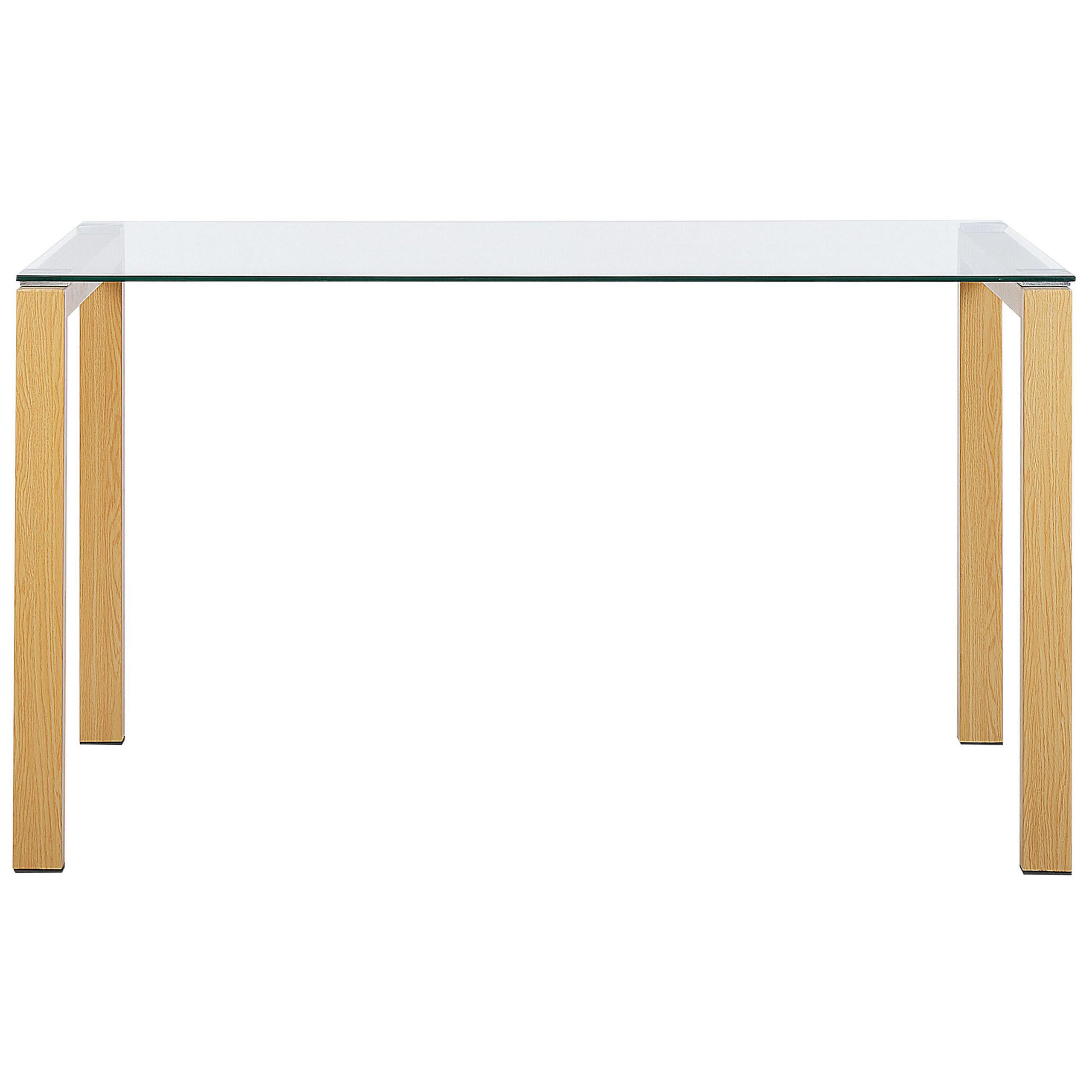 ESSTISCH 130/80/75 cm Transparent, Hellbraun Rechteckig Tavira - Transparent, Glas (130/80/75cm) - Beliani