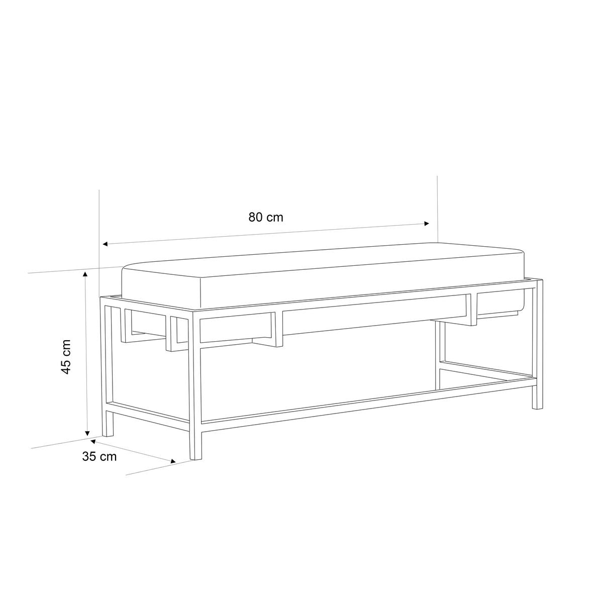 POLSTERBANK GLAM 80 cm Schwarz / Beige ,Metallgestell - Beige, Metall (80/45/35cm) - Idohome