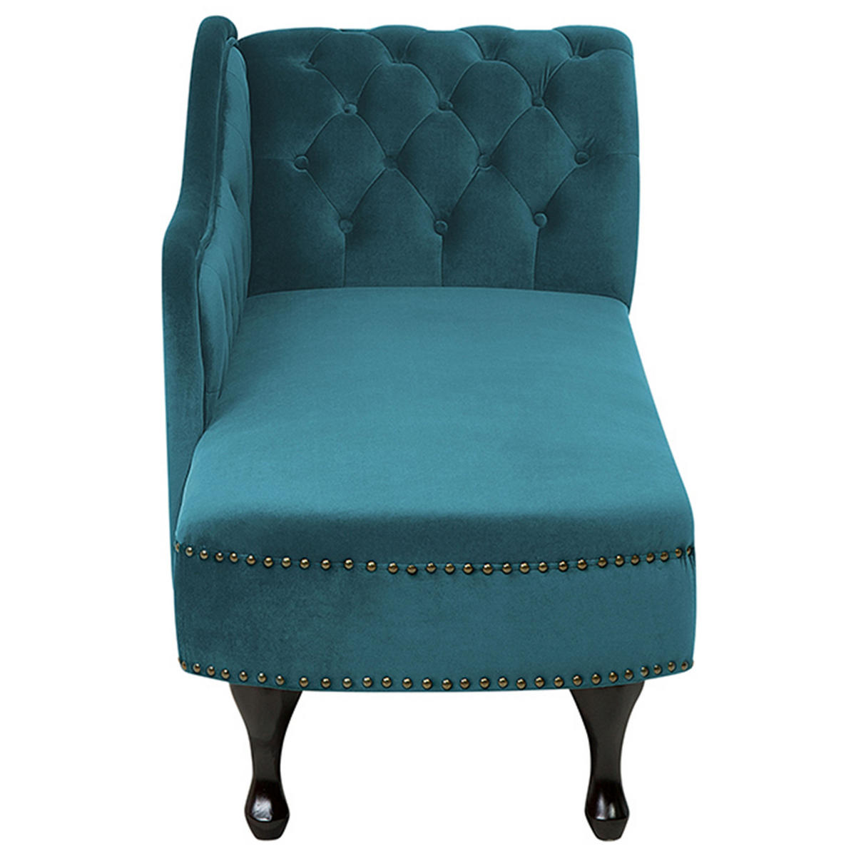 CHAISELONGUE Samtstoff blaugrün rechtsseitig Nimes - Dunkelbraun/Blaugrau, Textil (170/79/61cm) - Beliani