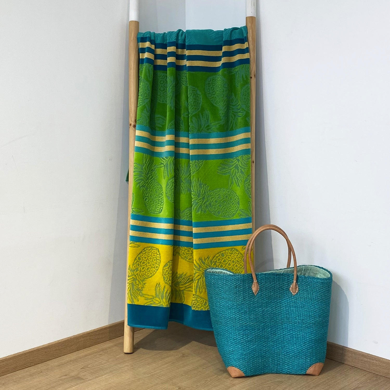 STRANDTUCH Frottee Velours Jacquard Ziseliert Cancun 90x170 340g/m² - Grün, Textil (90/170cm) - LE COMPTOIR DE LA PLAGE