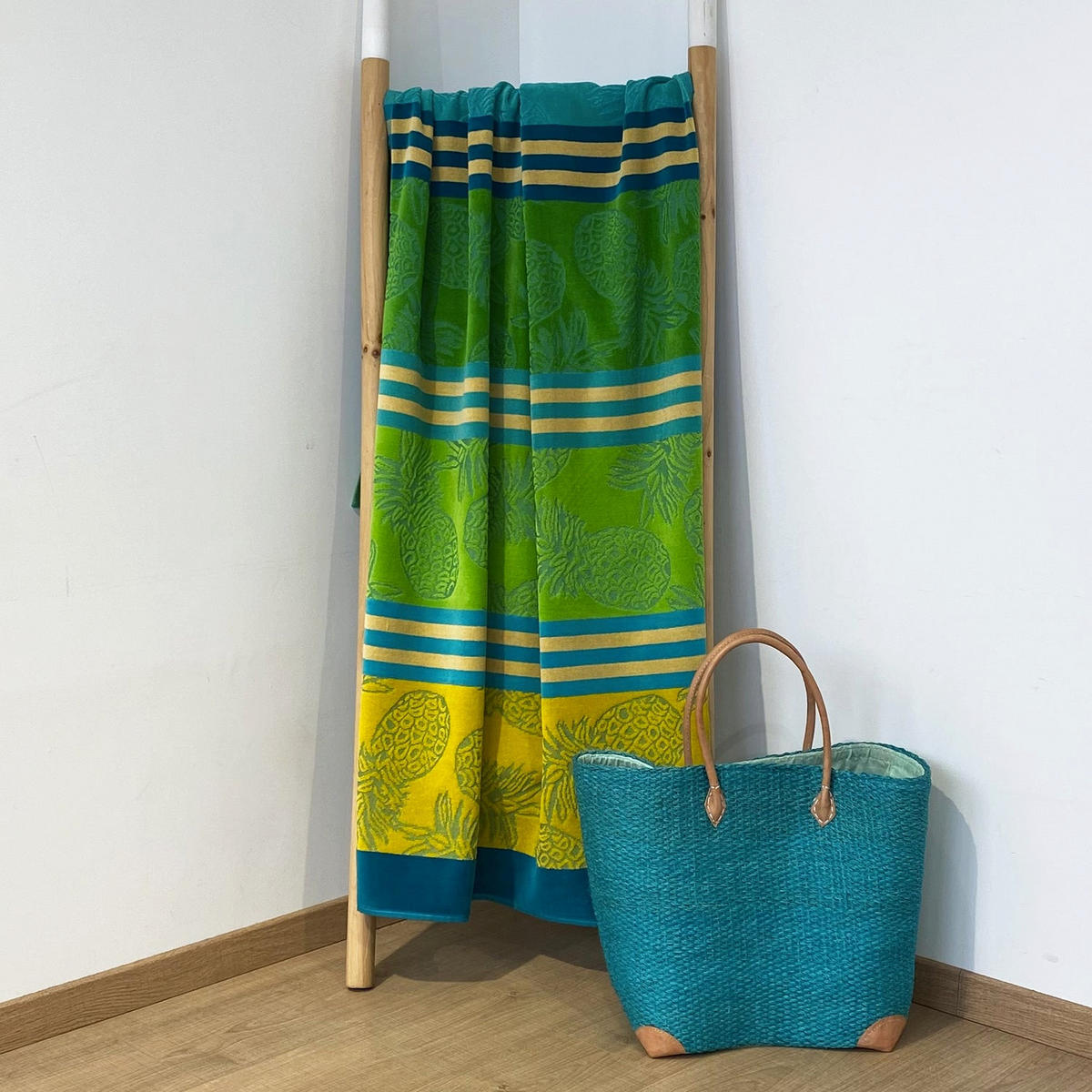 STRANDTUCH Frottee Velours Jacquard Ziseliert Cancun 90x170 340g/m² - Grün, Textil (90/170cm) - LE COMPTOIR DE LA PLAGE