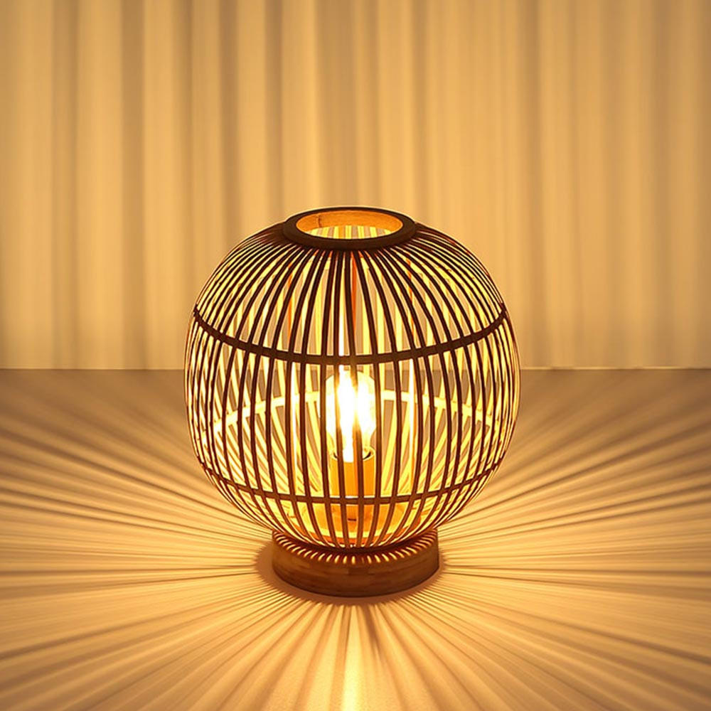 TISCHLEUCHTE HILDEGARD Bambus Geflecht Braun - Braun, Holz (30/30/33.5cm) - Globo Lighting