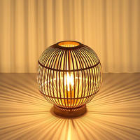TISCHLEUCHTE HILDEGARD Bambus Geflecht Braun - Braun, Holz (30/30/33.5cm) - Globo Lighting