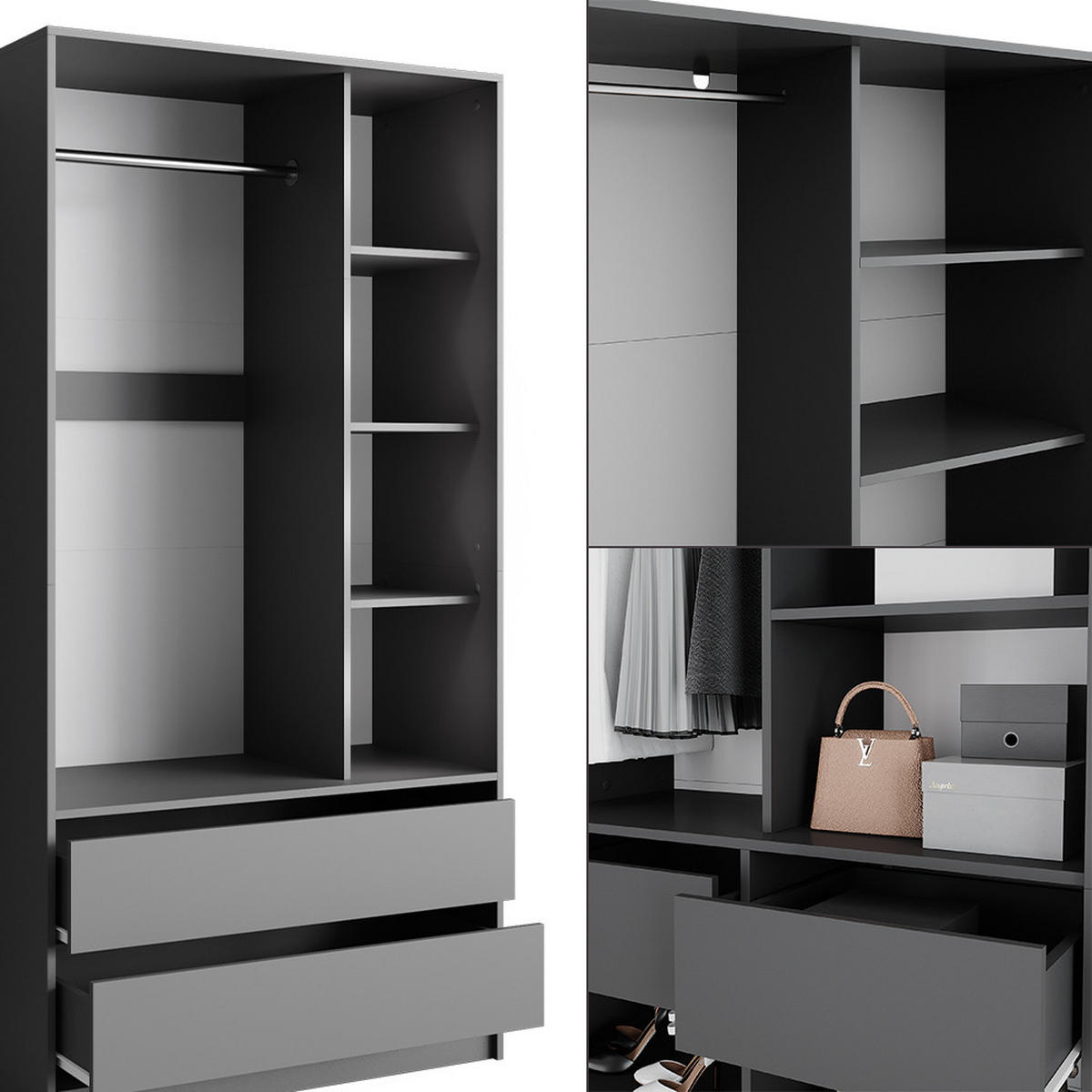 ŠATNÍ SKŘÍŇ Elmo Antracit - antracitová, kompozitní dřevo (200/200/50cm) - Vicco