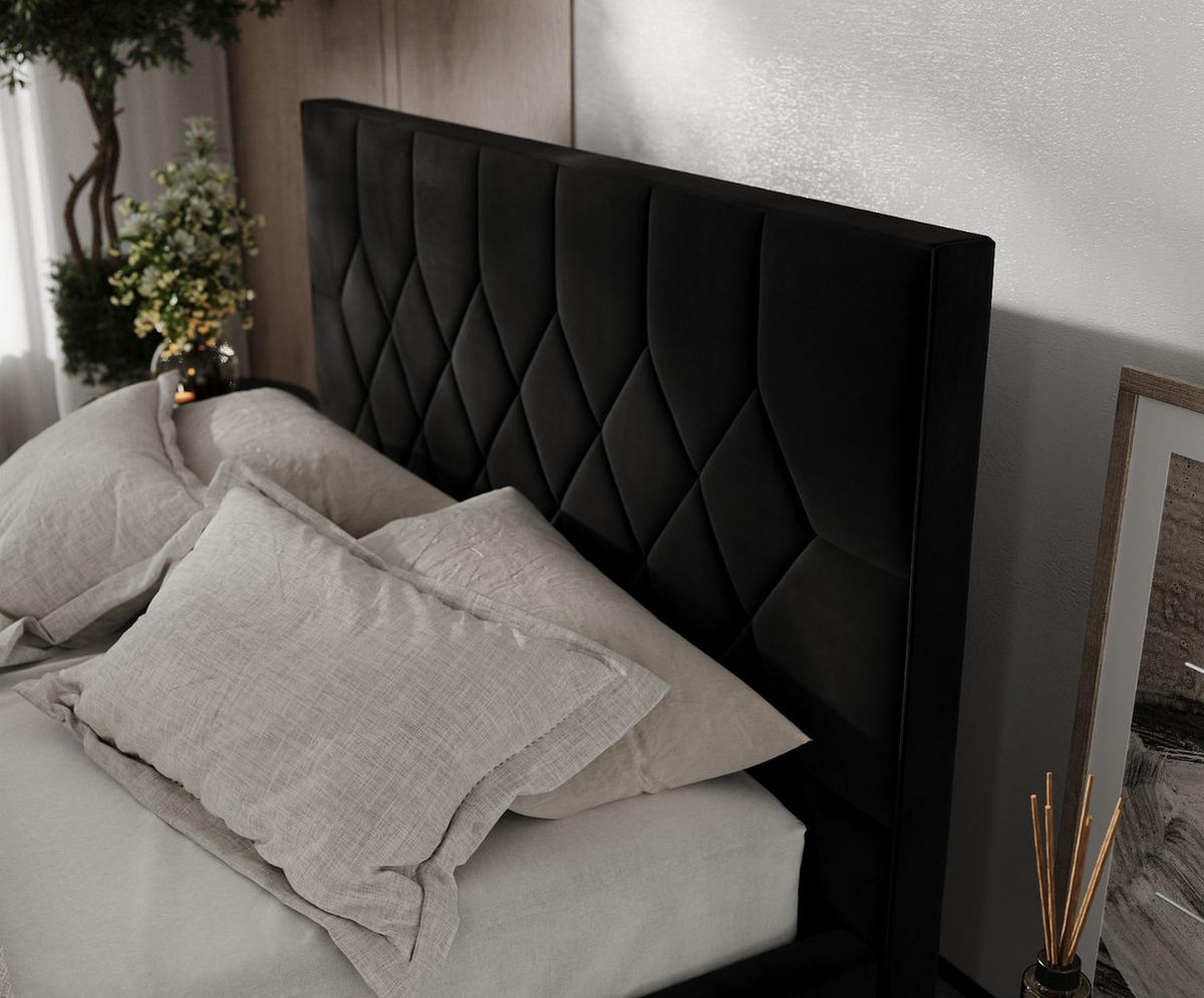 POLSTERBETT Brisa 140/200 cm Schwarz im Kronos Stoff - Schwarz/Naturfarben, Holz/Holzwerkstoff (140/200cm) - AltaBeds