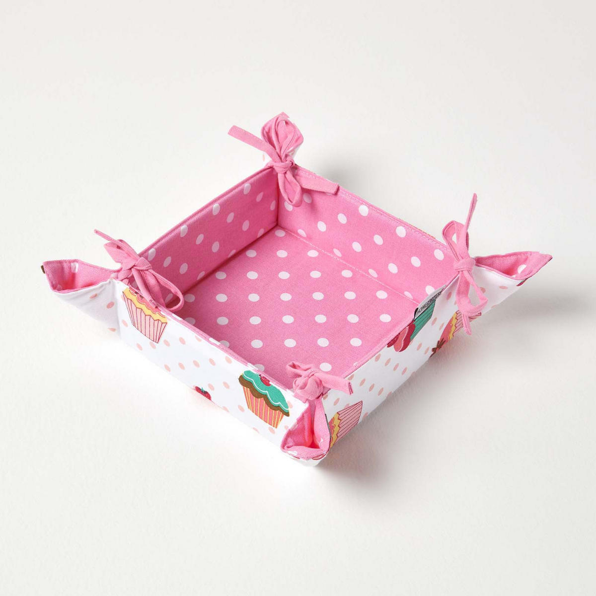 BROTKORB Cupcakes – faltbar mit Wende-Design - Rosa, Textil (22/7/22cm) - Homescapes