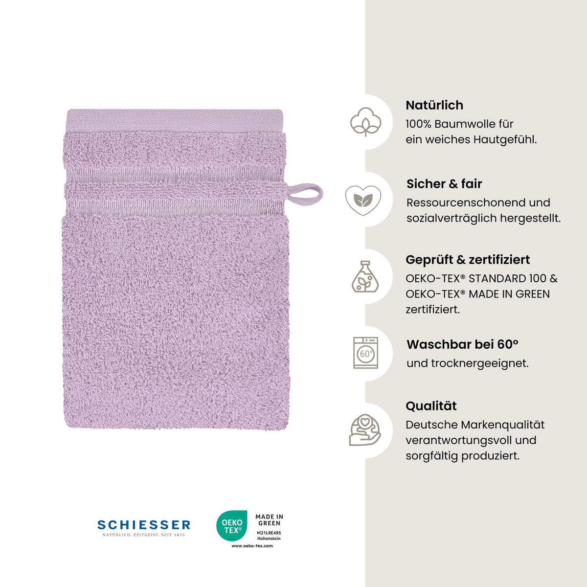 WASCHHANDSCHUHSET Milano - 5-teilig - 16 x 22 cm - Rosé - Rosa, Textil (16/22cm) - SCHIESSER