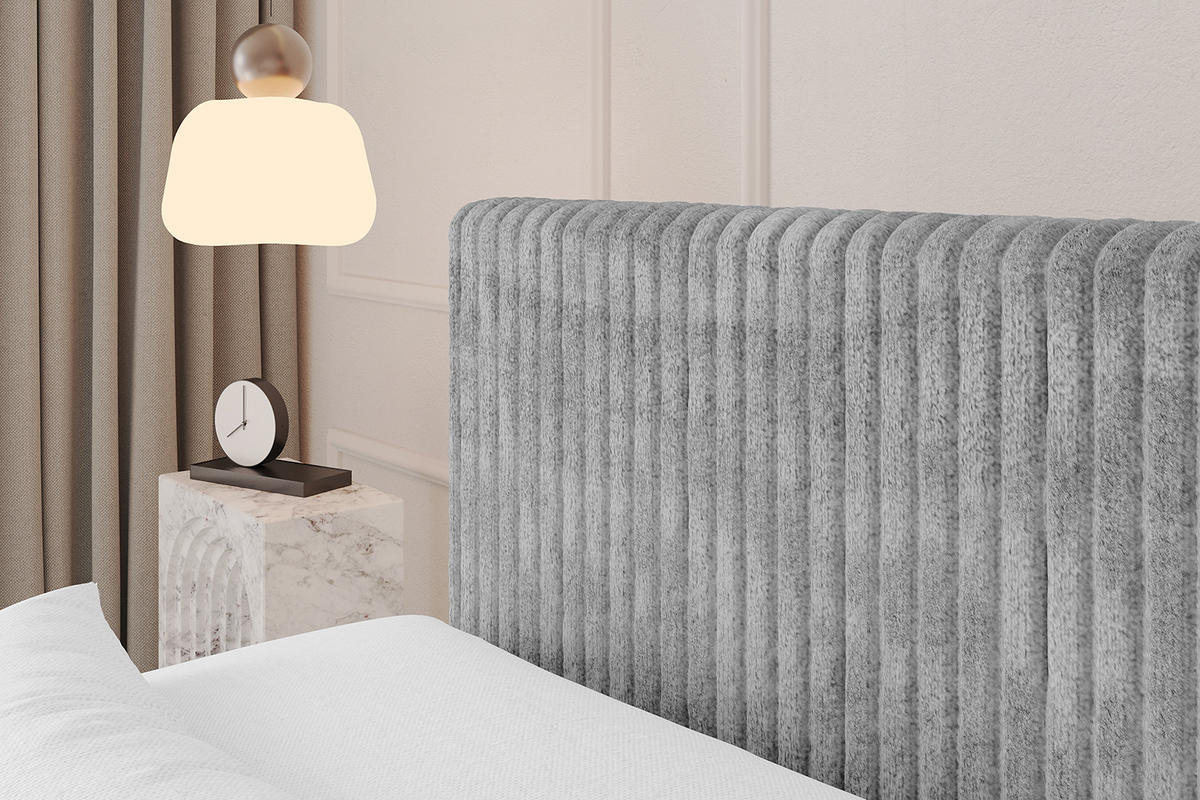 BOXSPRINGBETT mit Matratze H3|H4 und Lattenrost - TOLO KING 180x200 Cord - Hellgrau - Hellgrau, Holzwerkstoff (180/200cm) - ALTDECOR