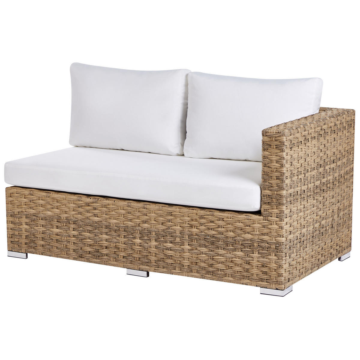 LOUNGE-SET 8-Sitzer hellbraun linksseitig modular Auflagen cremeweiß XXL - Creme, Kunststoff - Beliani