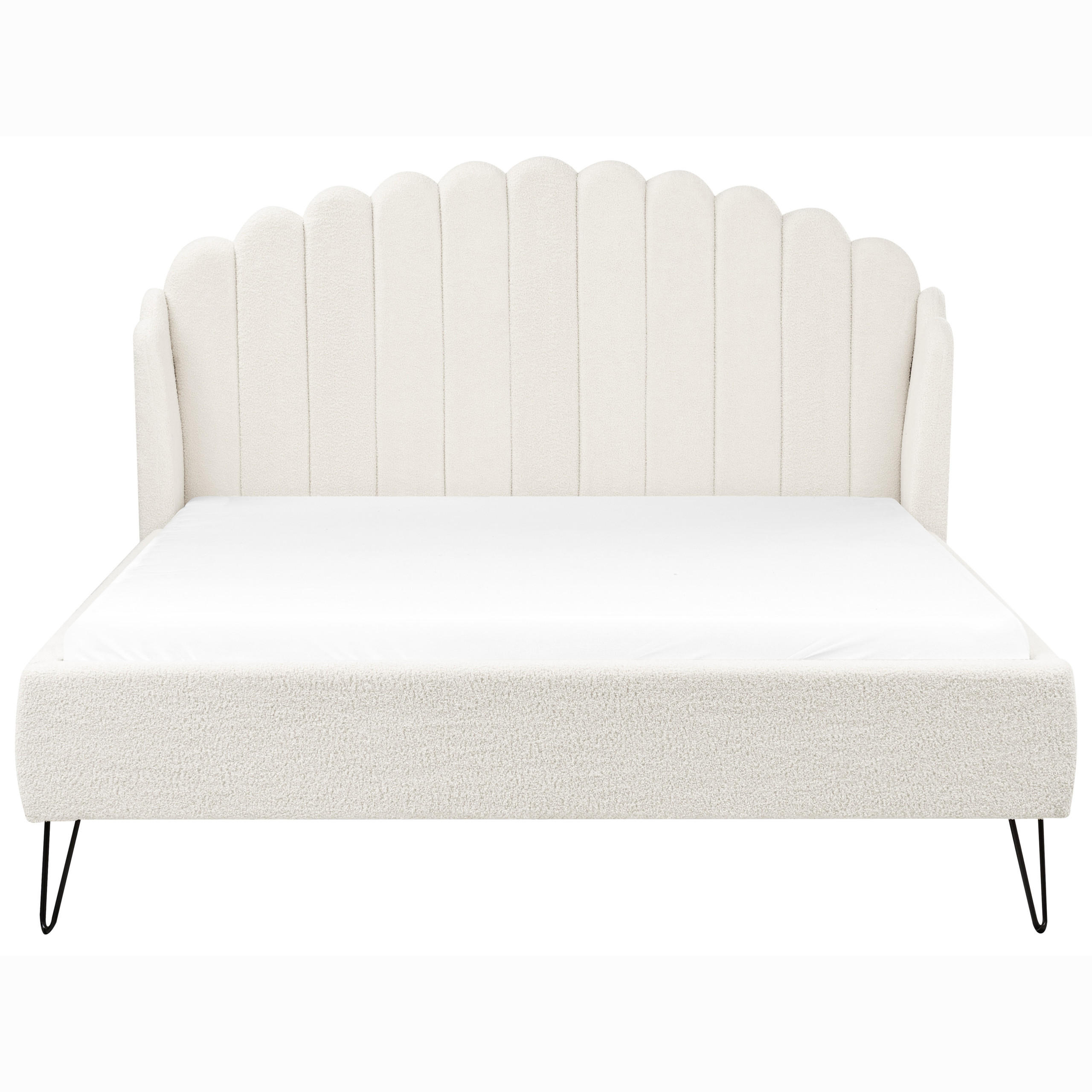 POLSTERBETT mit Lattenrost 140x200 cm Weiß Ambillou - Creme, Textil (140/200cm) - Beliani