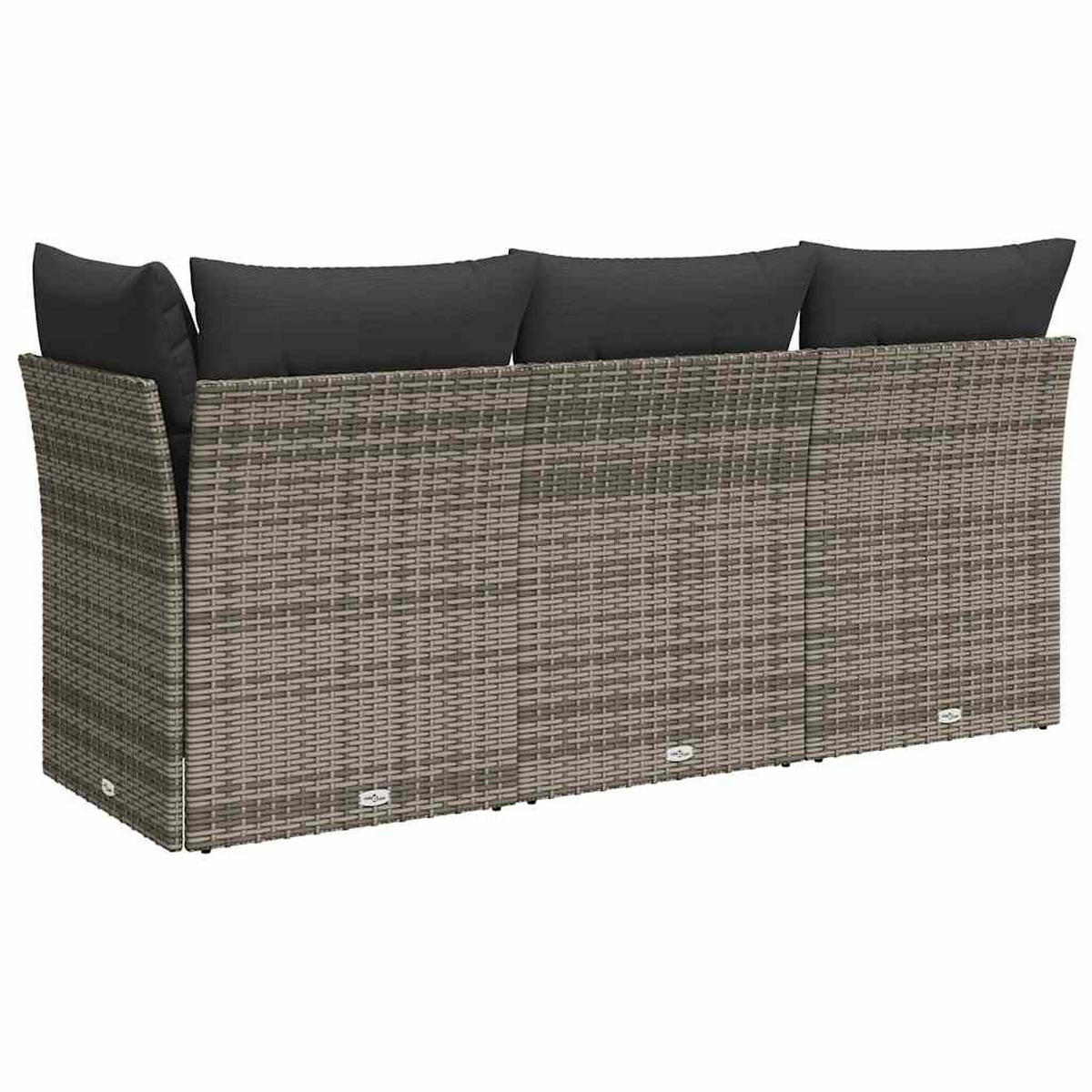 LOUNGESOFA mit Dunkelgrau Kissen, 3-Sitzer, 172/62/69 cm, aus Poly Rattan, Grau - Grau, Kunststoff (62/69/172cm) - vidaXL
