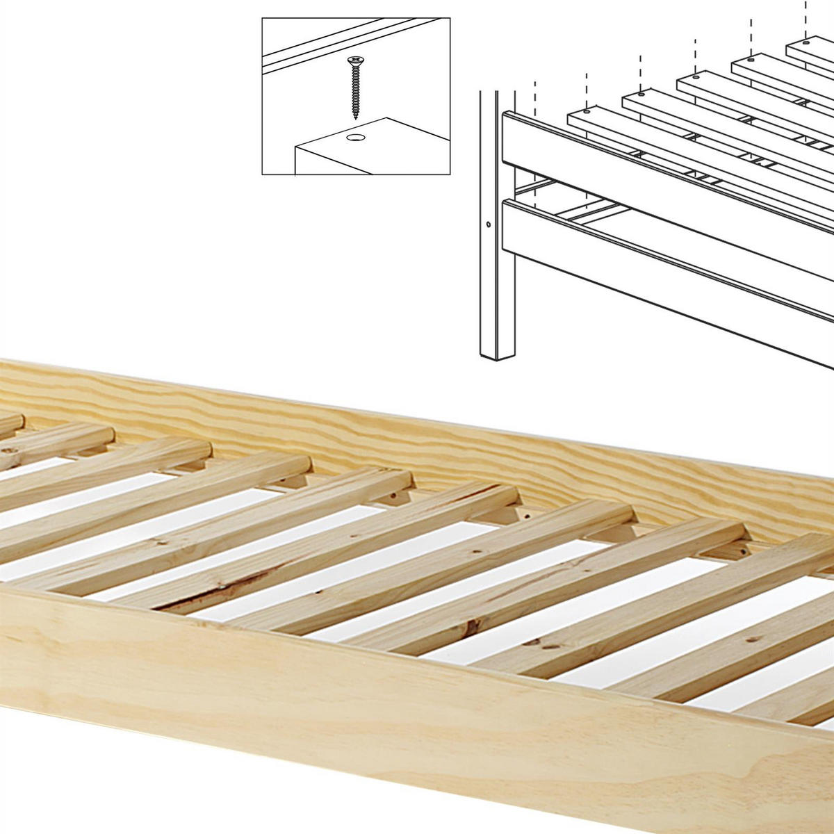LATTEN-/ROLLROST 100X200 CM - Naturfarben, Holz (196/100/2cm) - IDIMEX