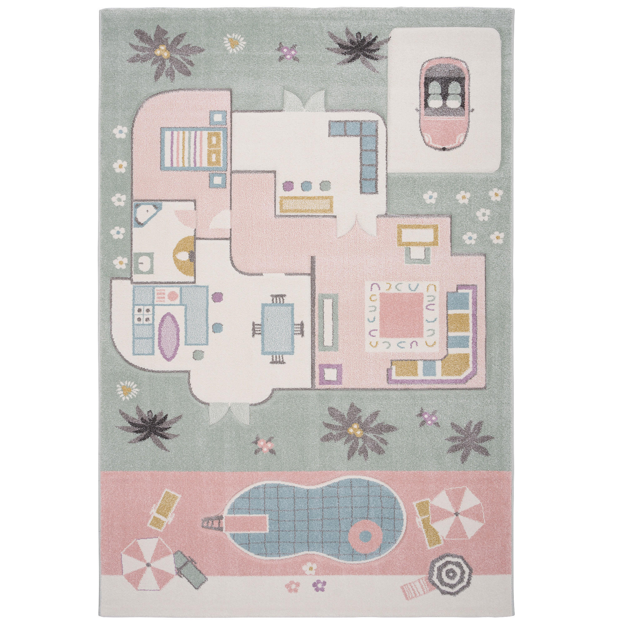 KINDER TEPPICH MAUI KIDS PINK HOUSE - Rosa, Textil (140/200cm) - Pergamon