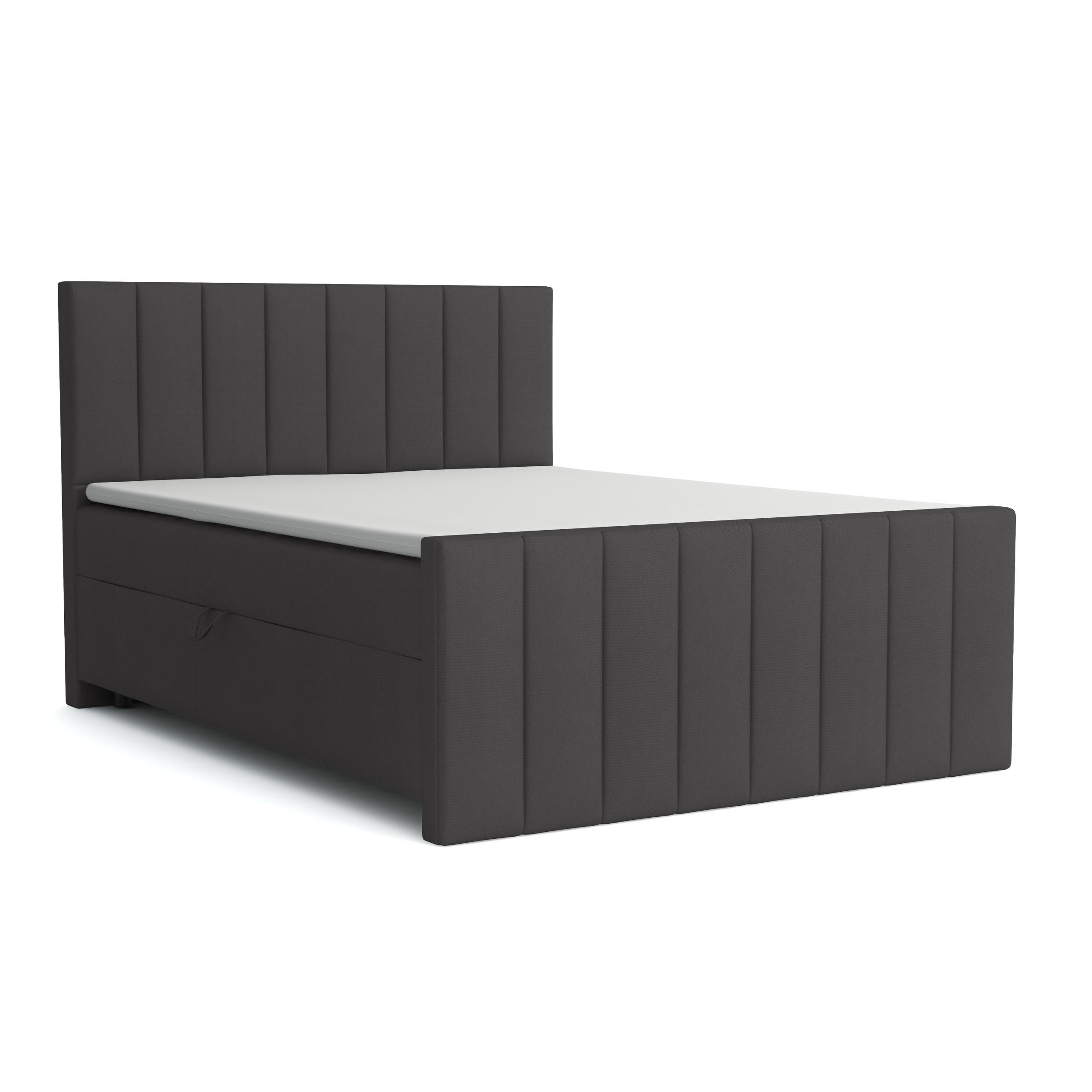 BOXBETT FEN 180/200 Velours Anthrazit mit Taschen-Federkernmatratzen 7 Zonen H4 - Anthrazit, Holz/Holzwerkstoff (180/200cm) - Deine Möbel 24