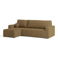 ECKSOFA VOLIRA Orange Boucle-Stoff mit Schlaffunktion - Orange, Holz (230/143cm) - MASSENO