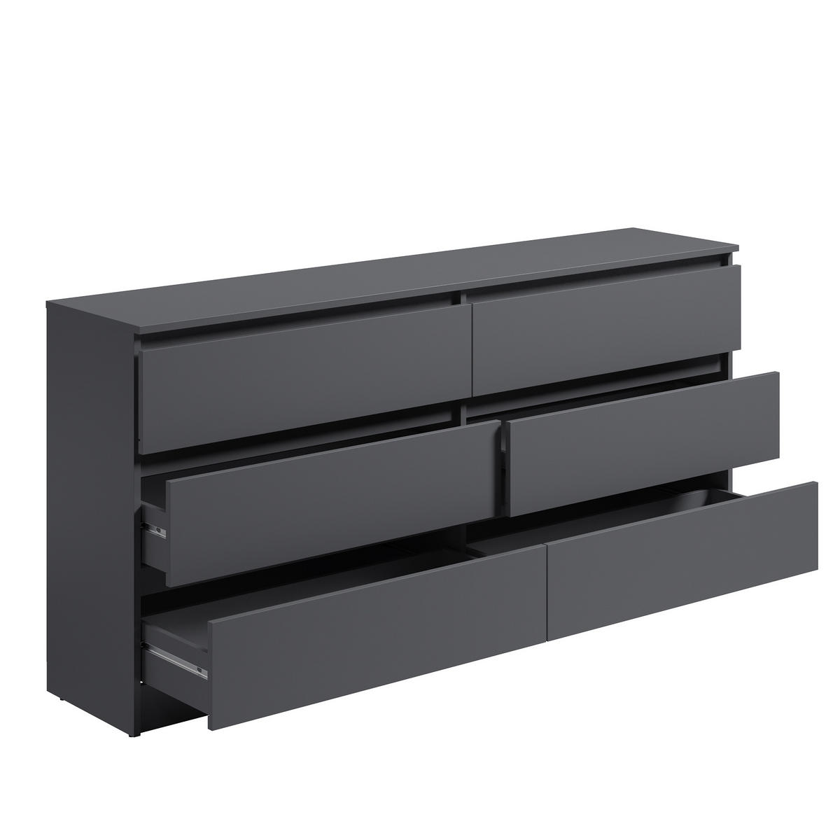 KOMMODE 160 cm Breite 6 Schubladen in Anthrazit - Anthrazit, Holzwerkstoff (160/78/35cm) - Home Collective
