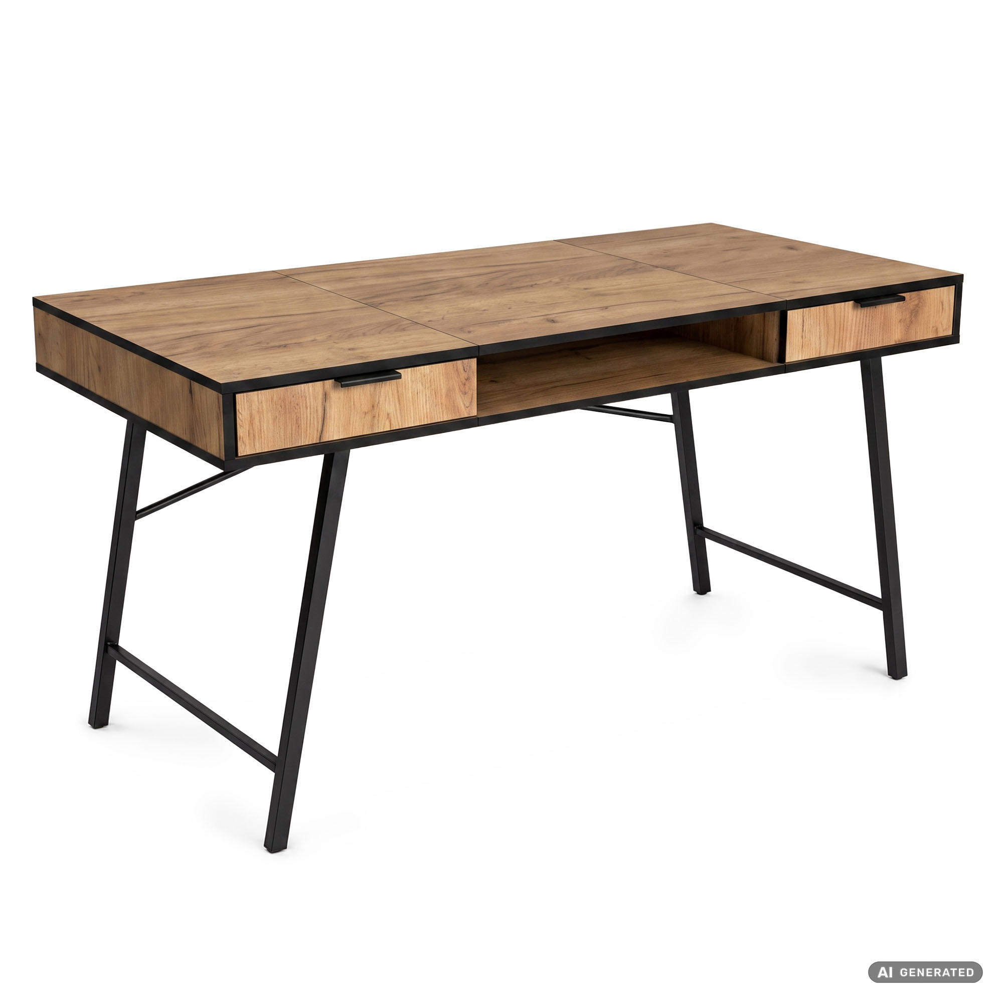 SCHREIBTISCH ARDEN 120 cm Craft Eiche - Eichefarben/Schwarz, Holzwerkstoff (120/50/80.5cm) - Akord