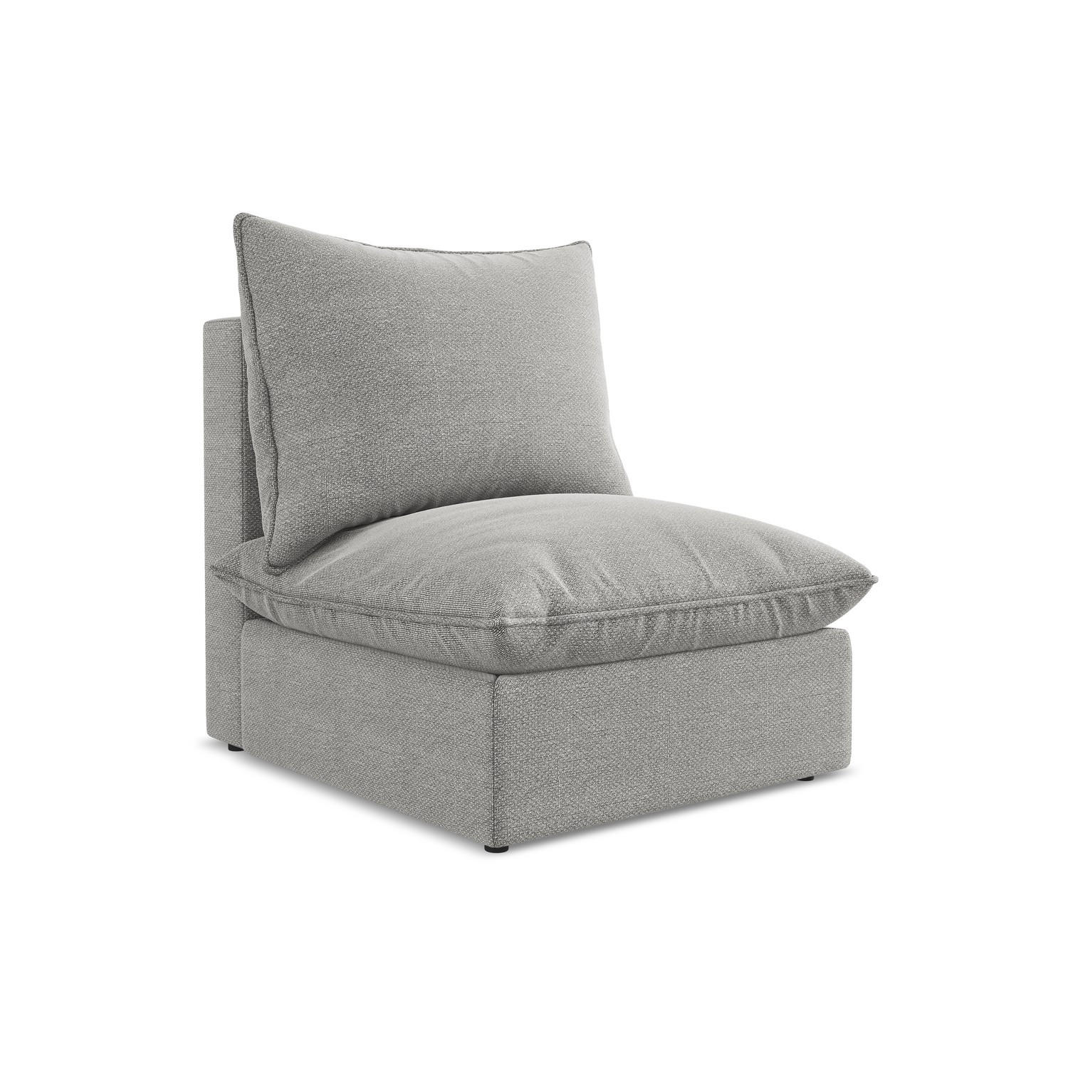 SOFAELEMENT Bouclé Stoff Grau - Hellgrau/Schwarz, Holzwerkstoff/Kunststoff (75/77/90cm) - LaMiaSofa
