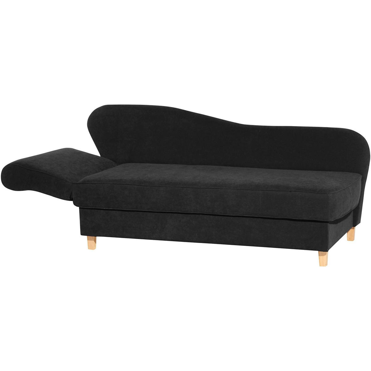 RECAMIERE mit Armteil links klappbar Katia Bezug Veloursstoff Buche natur / schwarz - Schwarz, Kunststoff (190/82/88cm) - 58aufmkessel