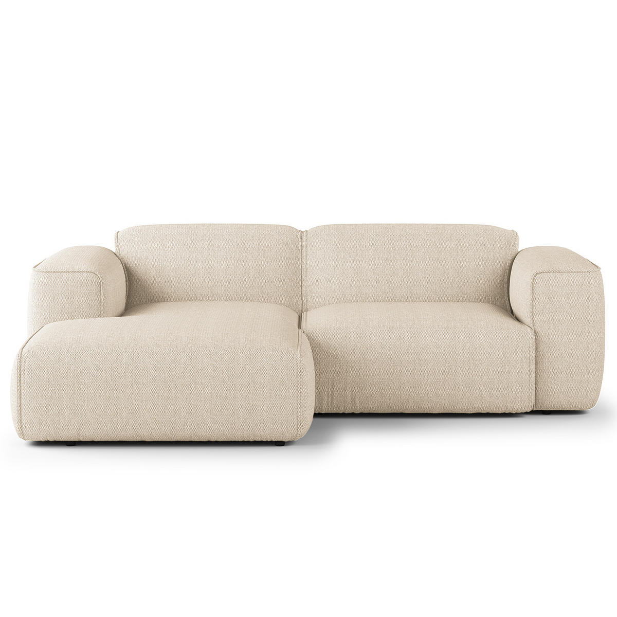 ECKSOFA mit XL-Longchair - Beige/Schwarz, Kunststoff/Textil (260/171cm) - home24