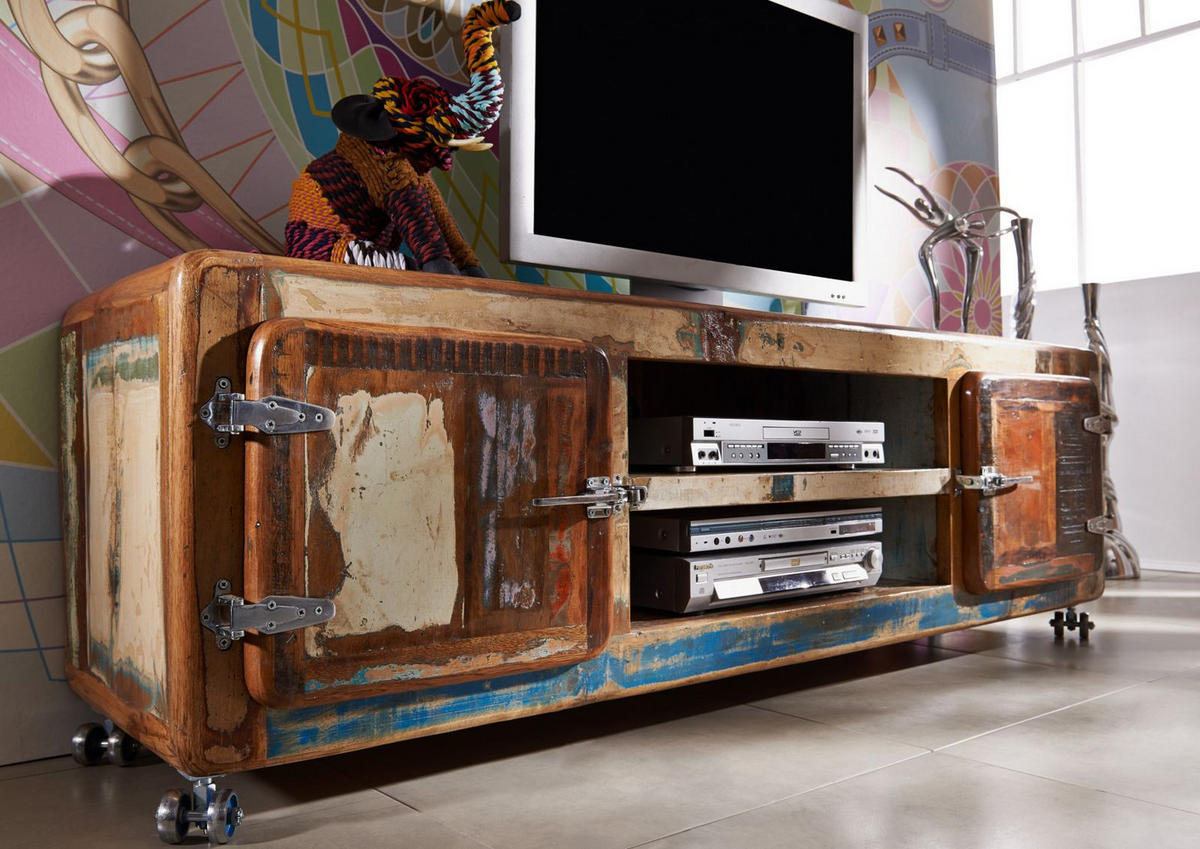 TV-BOARD Altholz 180x45x53 mehrfarbig lackiert FREEZY #32 - Multicolor, Holz (180/53/45cm) - Massivmoebel24