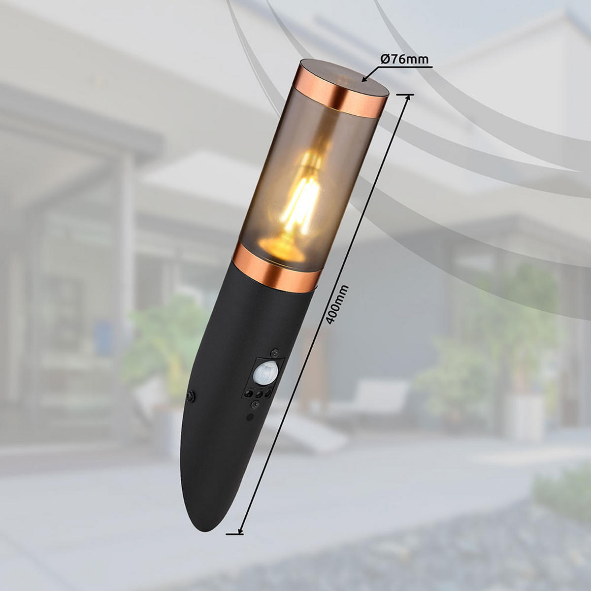 AUSSEN-WANDLEUCHTE BOSTON Schwarz - Schwarz, Metall (7.6/41/17cm) - Globo Lighting