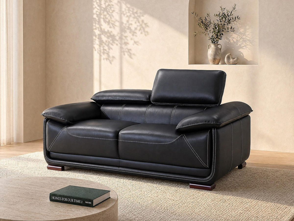 SOFA - 2 Personen - leder - schwarz Macelo - Schwarz, Leder (170/75/97cm) - Vente-Unique